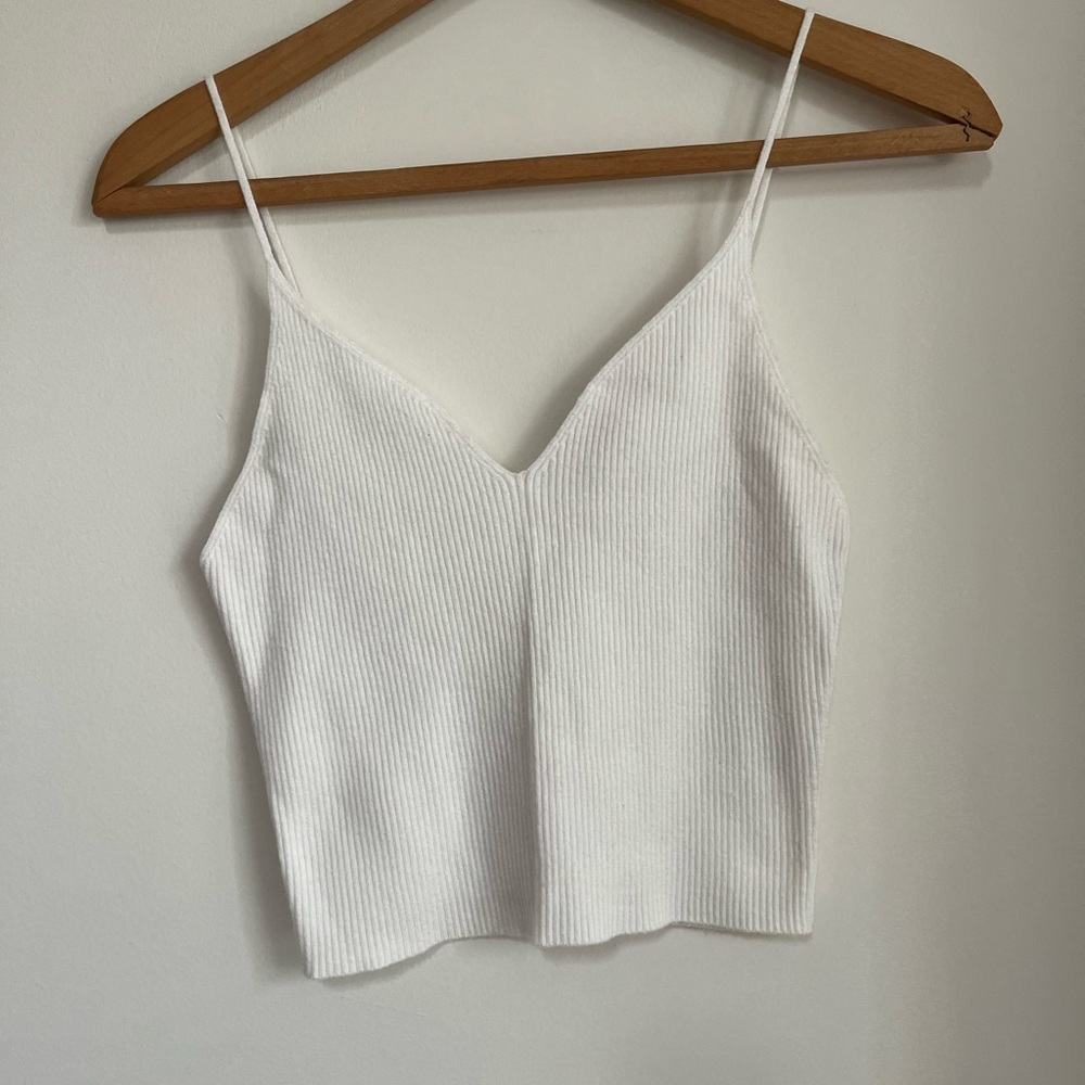 White Ribbed Women's Camisole Top